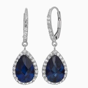 Blue Sapphire Sterling Silver Teardrop Earrings